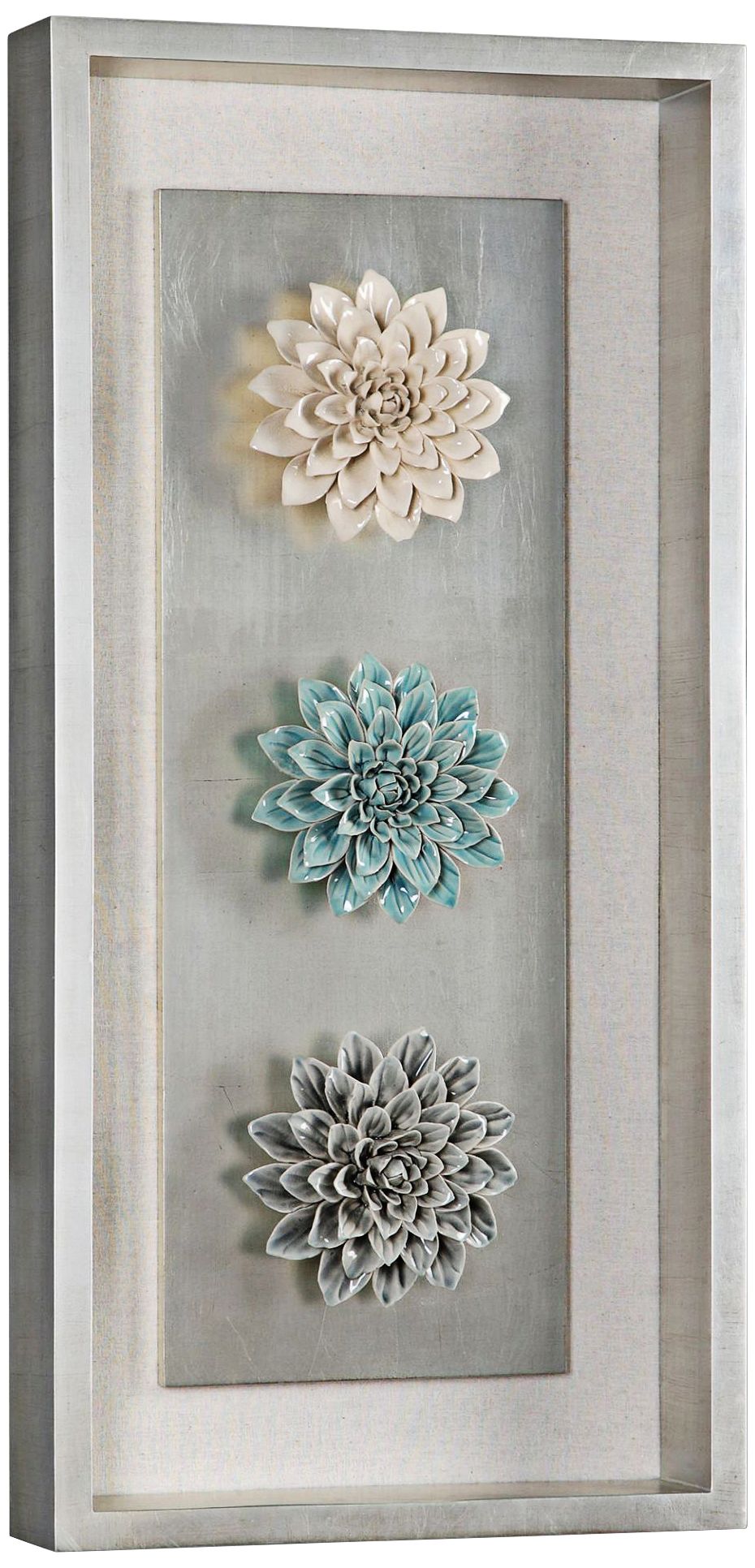 Florenza Pastel Ceramic Flower 34" High Framed Wall Art