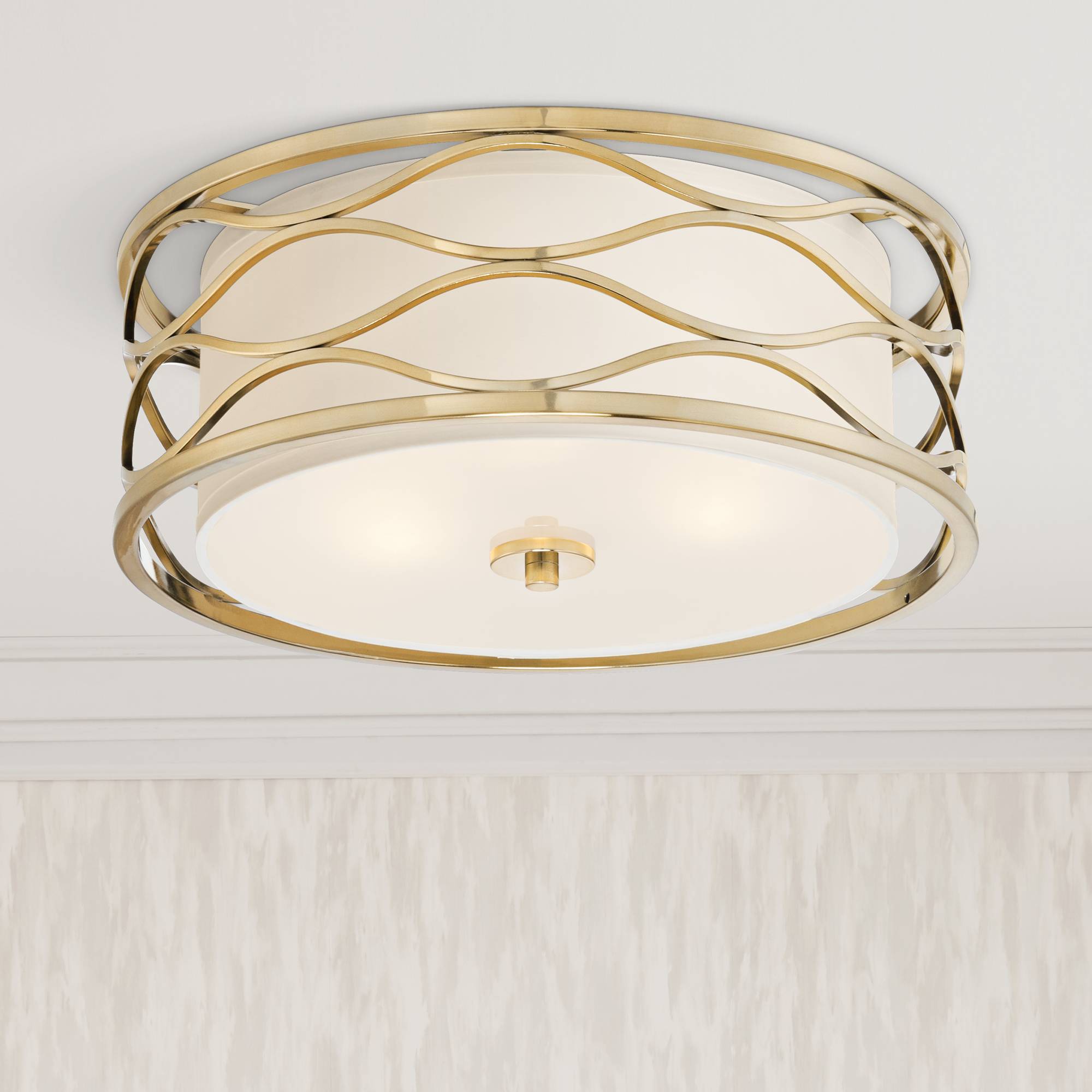 Modern Ceiling Light Flush Mount Fixture Plated Gold 16 For Bedroom