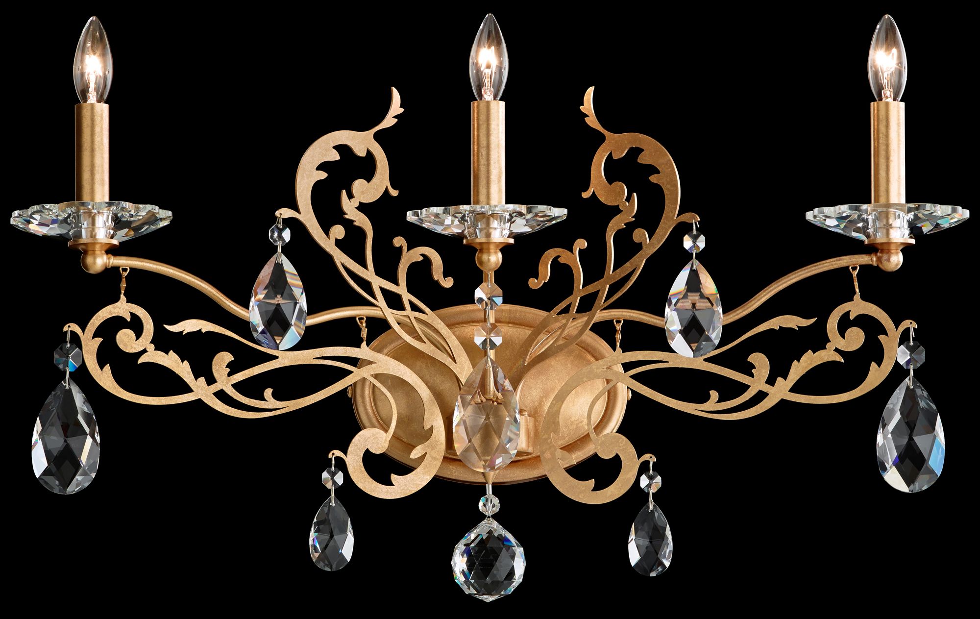 Schonbek Filigrae 15"H French Gold 3-Light Wall Sconce