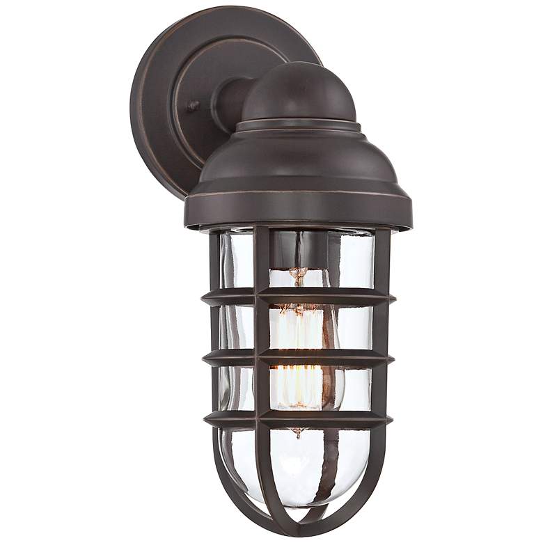 Image 2 Marlowe 13 1/4" High Bronze Metal Cage Outdoor Wall Light