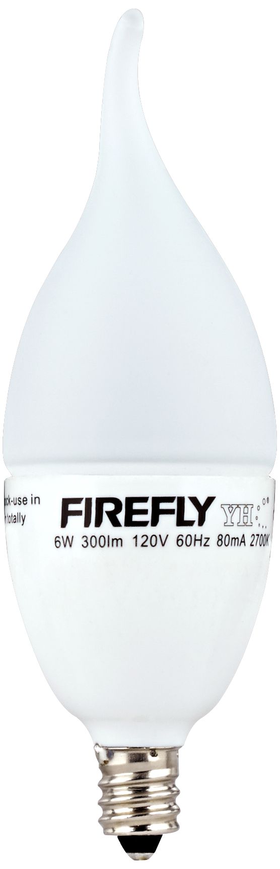 40W Equivalent Frosted 6W LED Flame Tip Candle Base Bulb