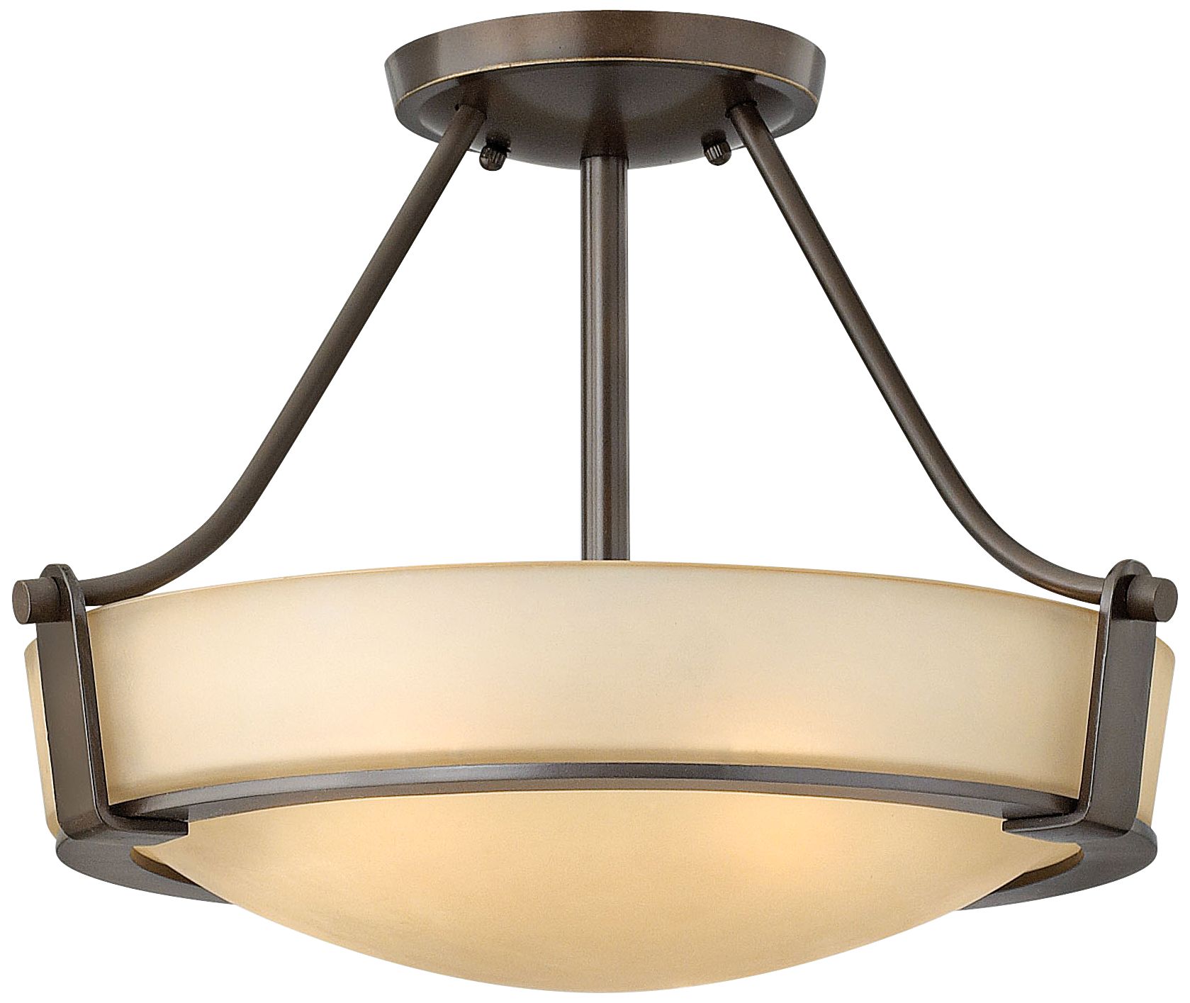 Hinkley Hathaway Olde Bronze 16"W Amber Glass Ceiling Light 8G441