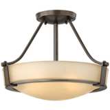 Hinkley Hathaway Olde Bronze 16&quot;W Amber Glass Ceiling Light