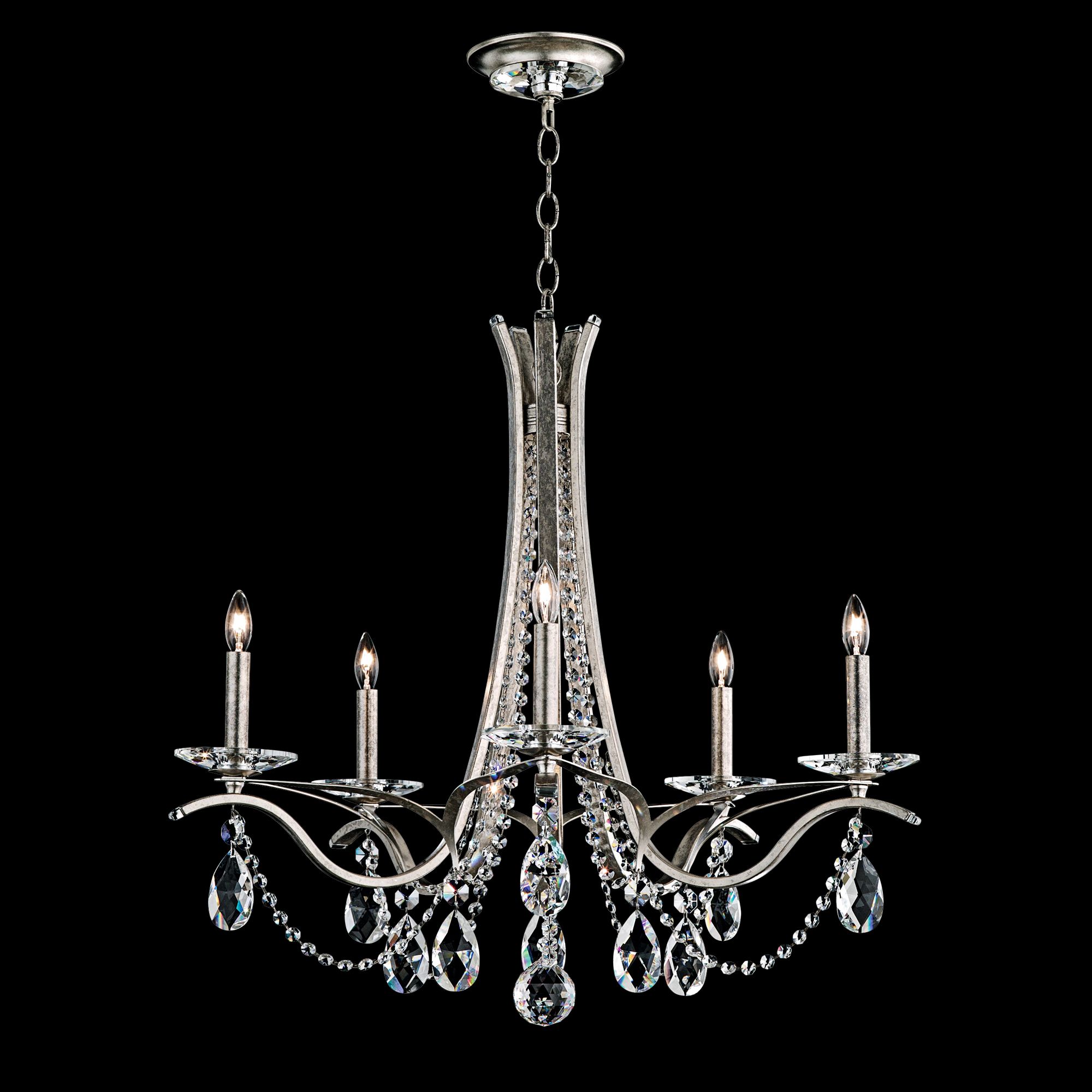 Schonbek Vesca 29" Wide Antique Silver 5-Light Chandelier