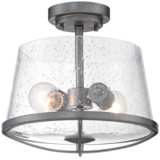 Darby 12&quot; Wide Weathered Iron 2-Light Ceiling Light