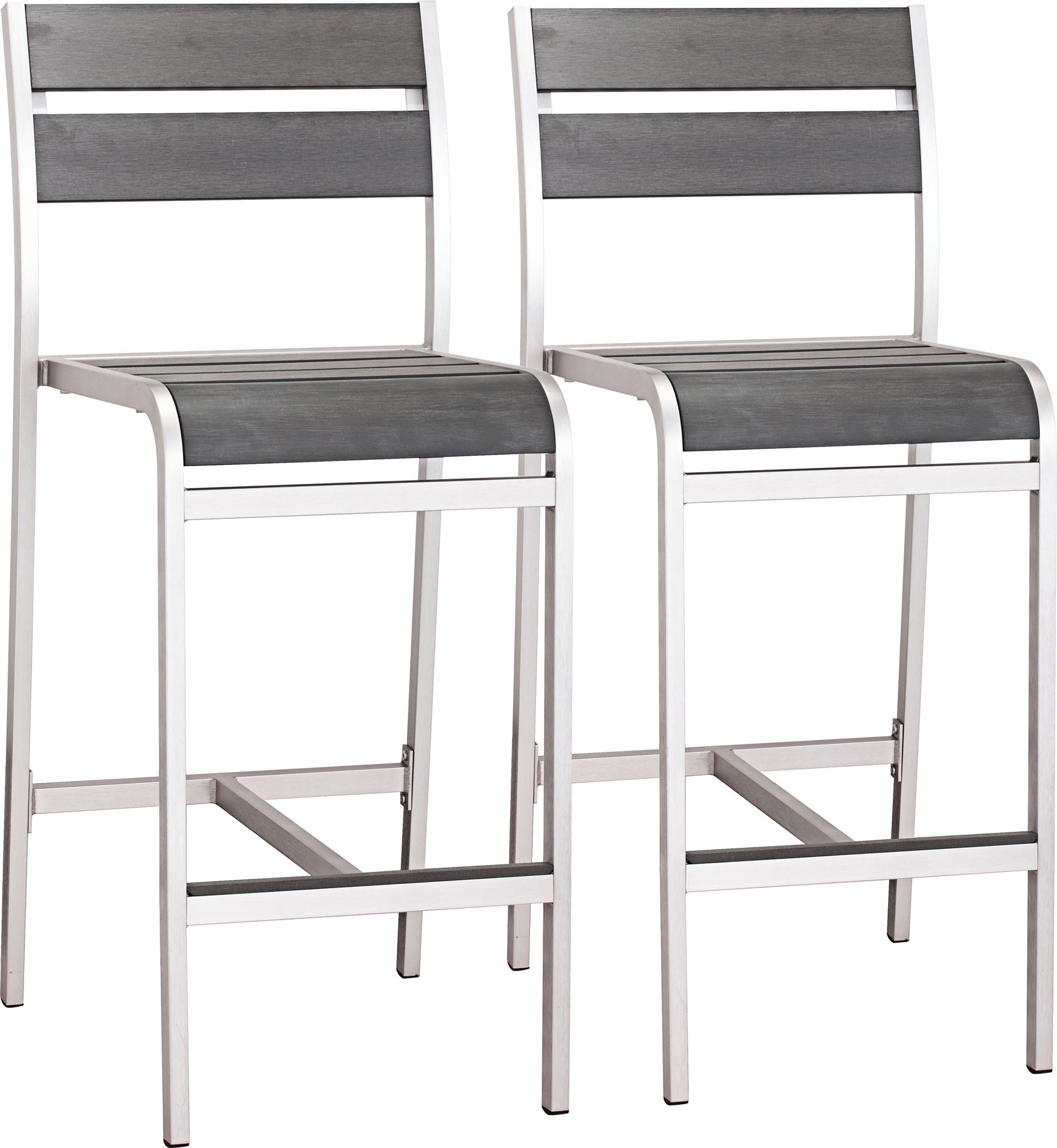 Zuo Megapolis Brushed Aluminum Outdoor Bar Chairs