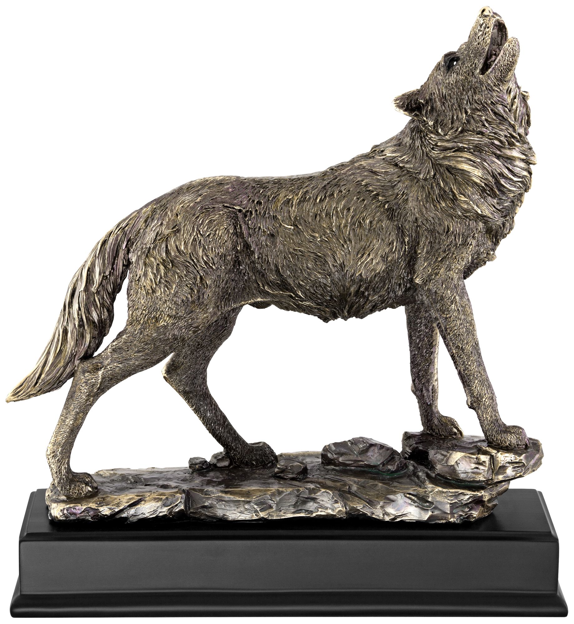 Howling Wolf 13" High Bronze Statue