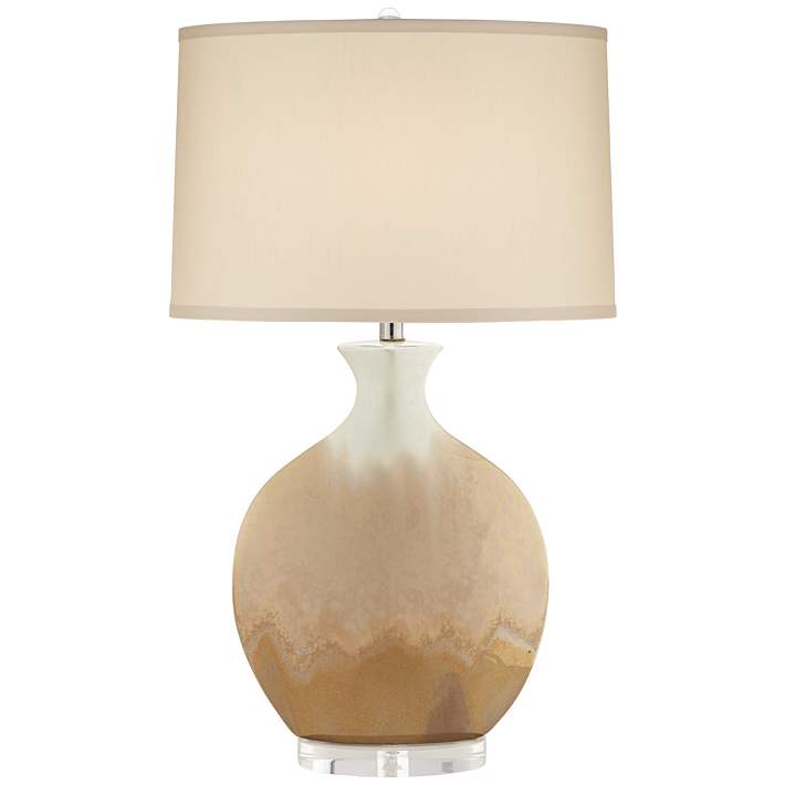 Marci Ivory Drip Round Ceramic Table, Ivory Drip Ceramic Table Lamp