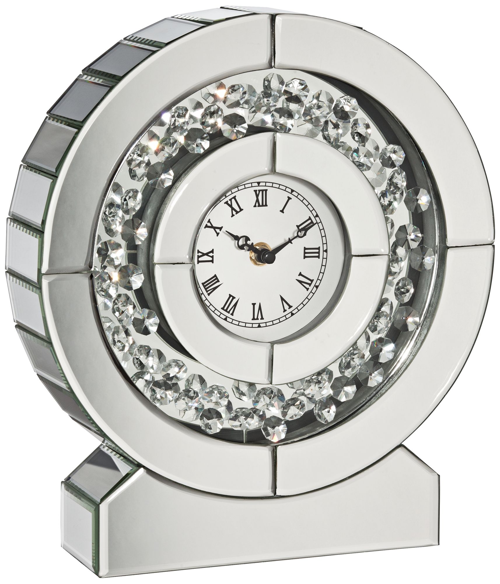 Claudyn 12" High Mirrored and Crystal Table Clock