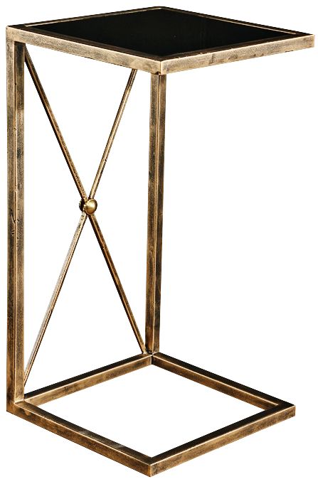 Zafina 13" Wide Glass Top Antique Gold Side Table 8J632 Lamps Plus