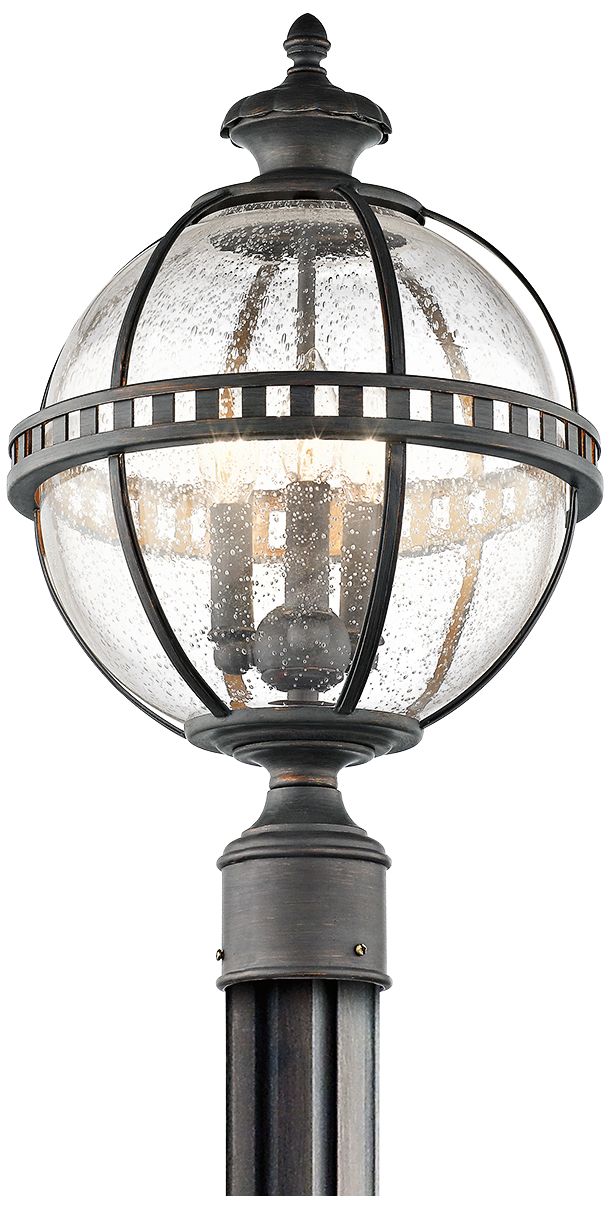 Kichler Halleron 20 1/4"H Seedy Glass Outdoor Post Light