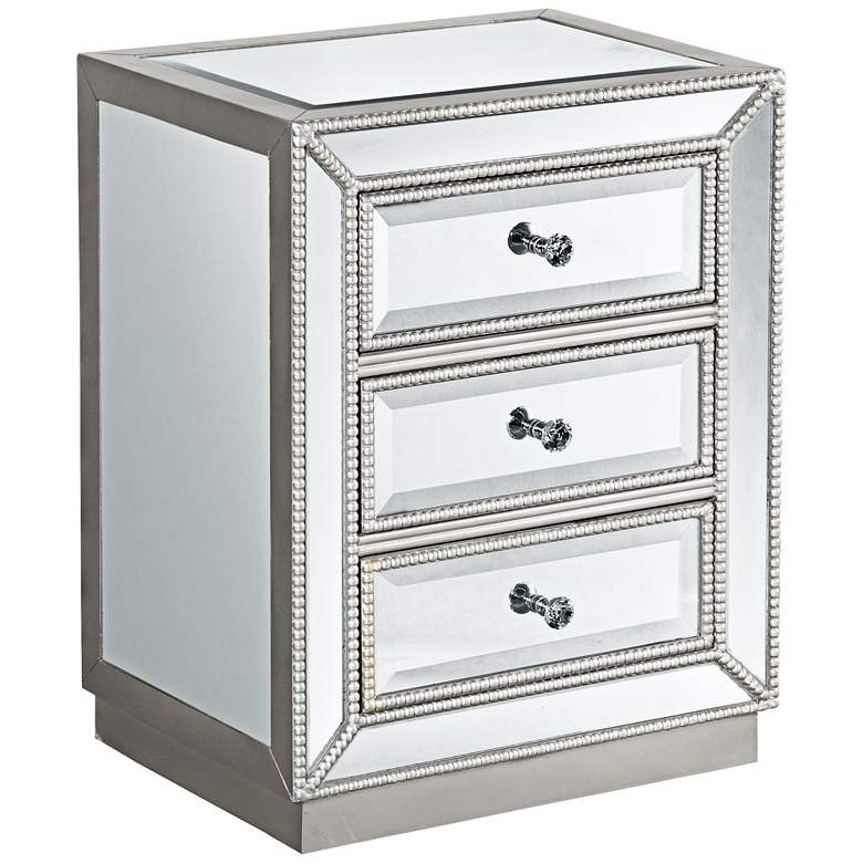 Image 3 Trevi 20" Wide 3-Drawer Silver Mirrored Accent Table