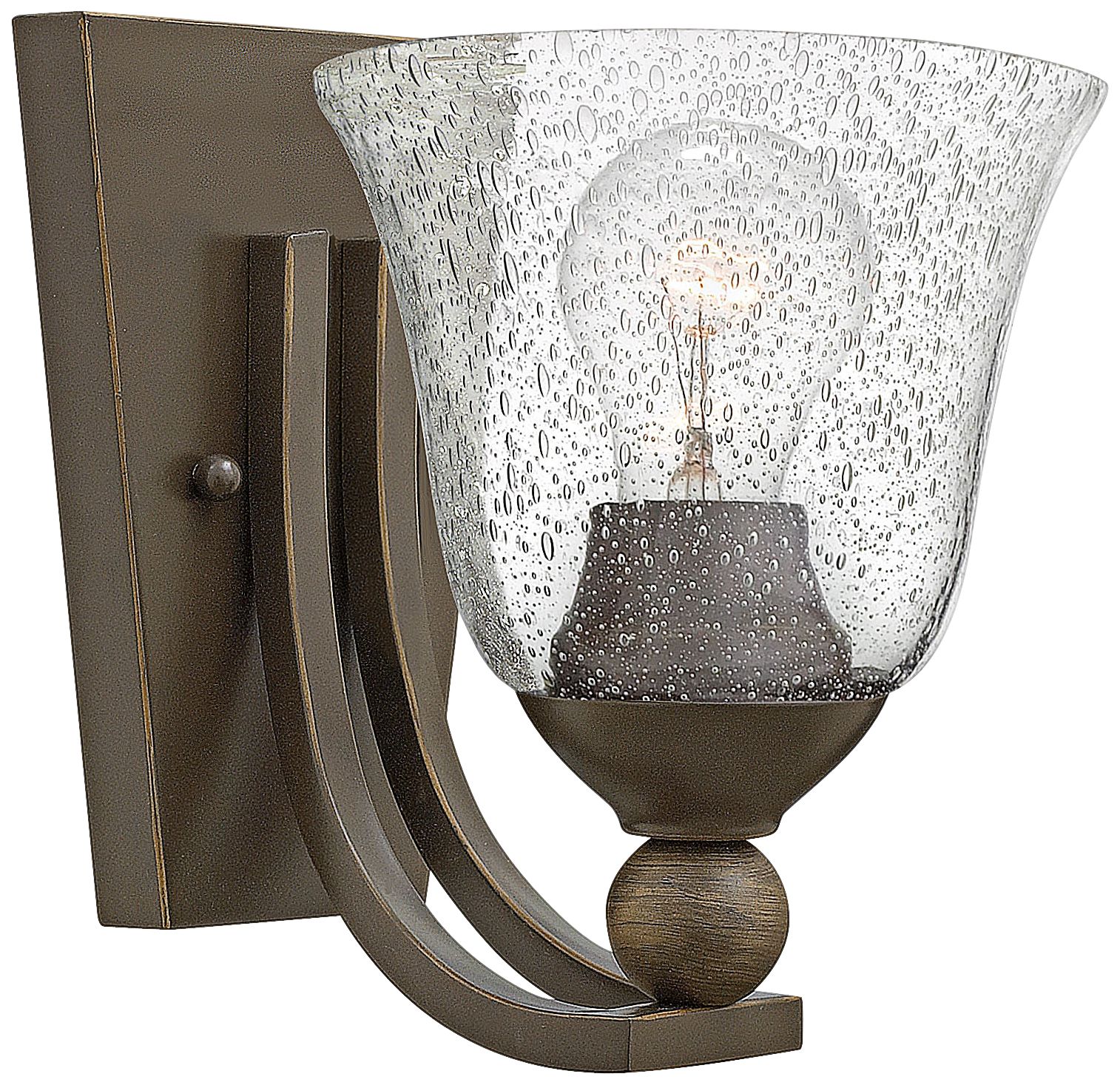 Bolla 8 1/2" High Bronze Wall Sconce w/ Clear Seedy Glass