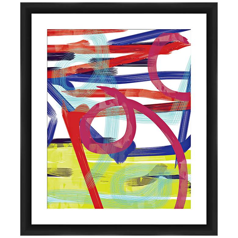 Watercolor Swirls 26&quot; High Framed Abstract Wall Art