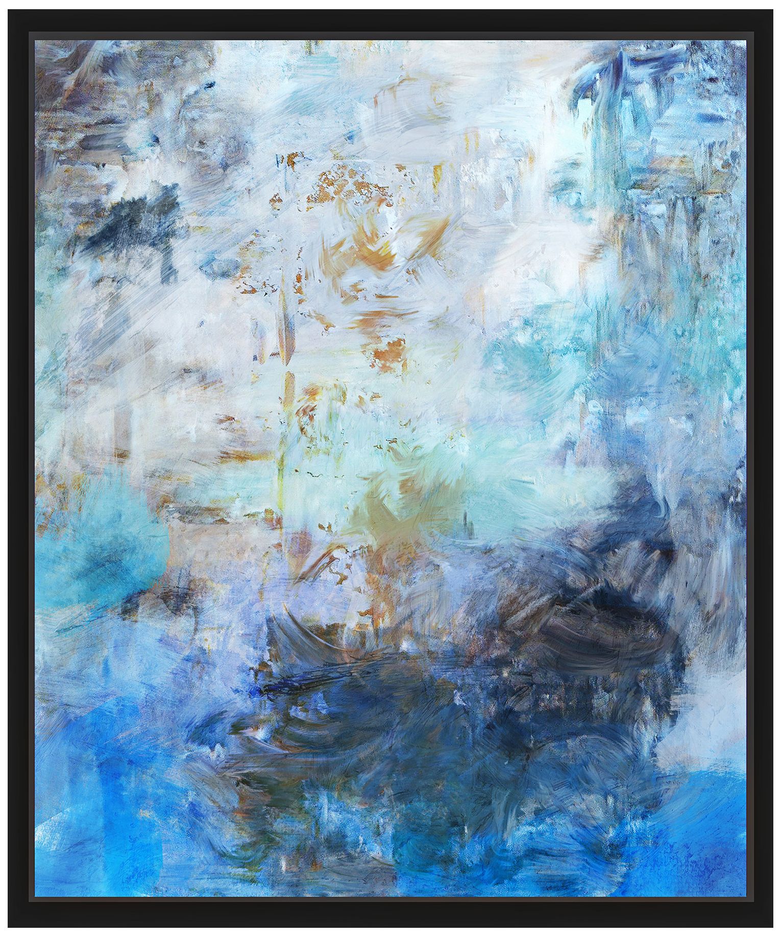 Blue Abstraction I 25 3/4" High Framed Canvas Wall Art