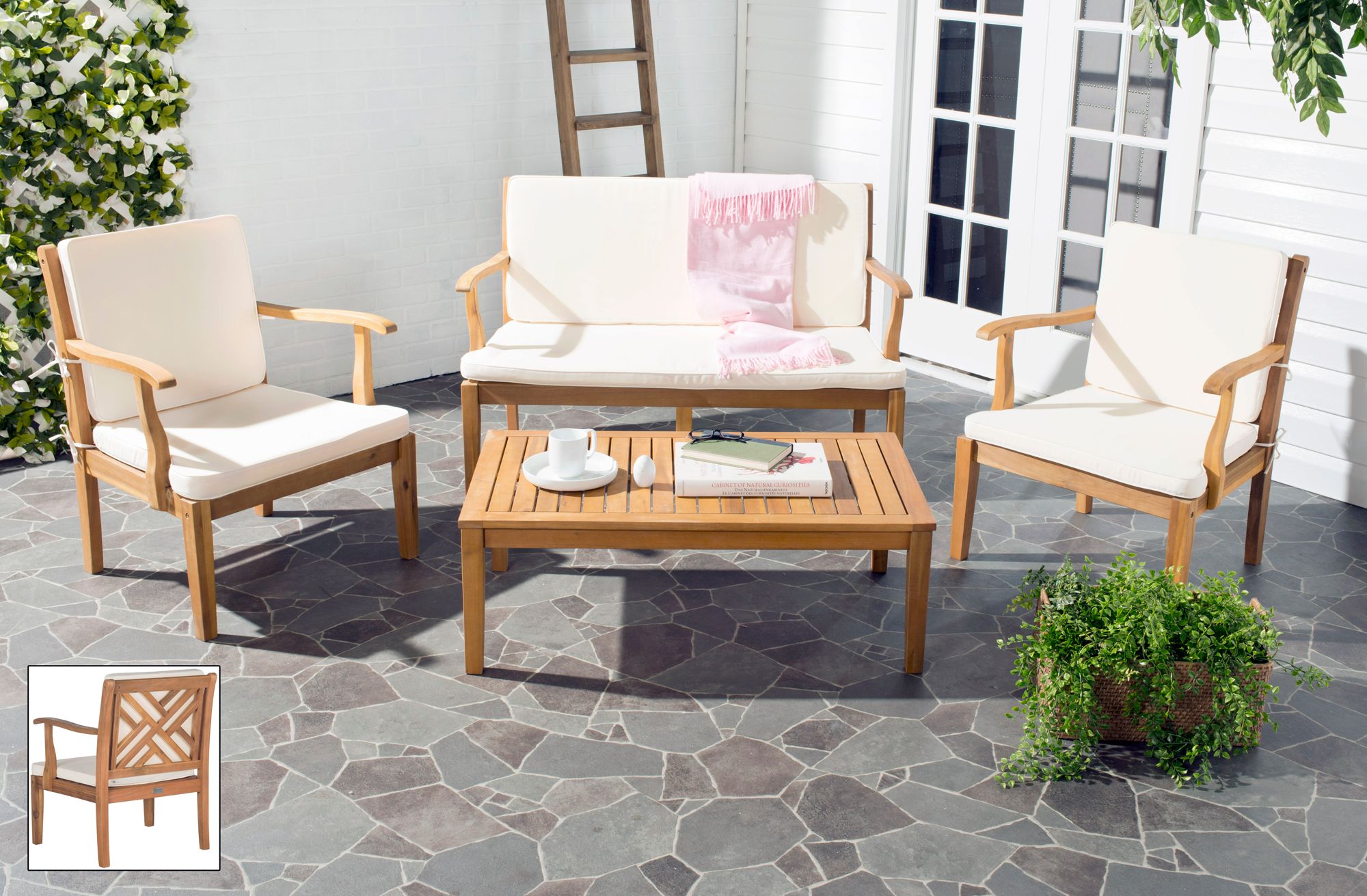 Bradbury Brown and Ivory 4-Piece Outdoor Conversation Set