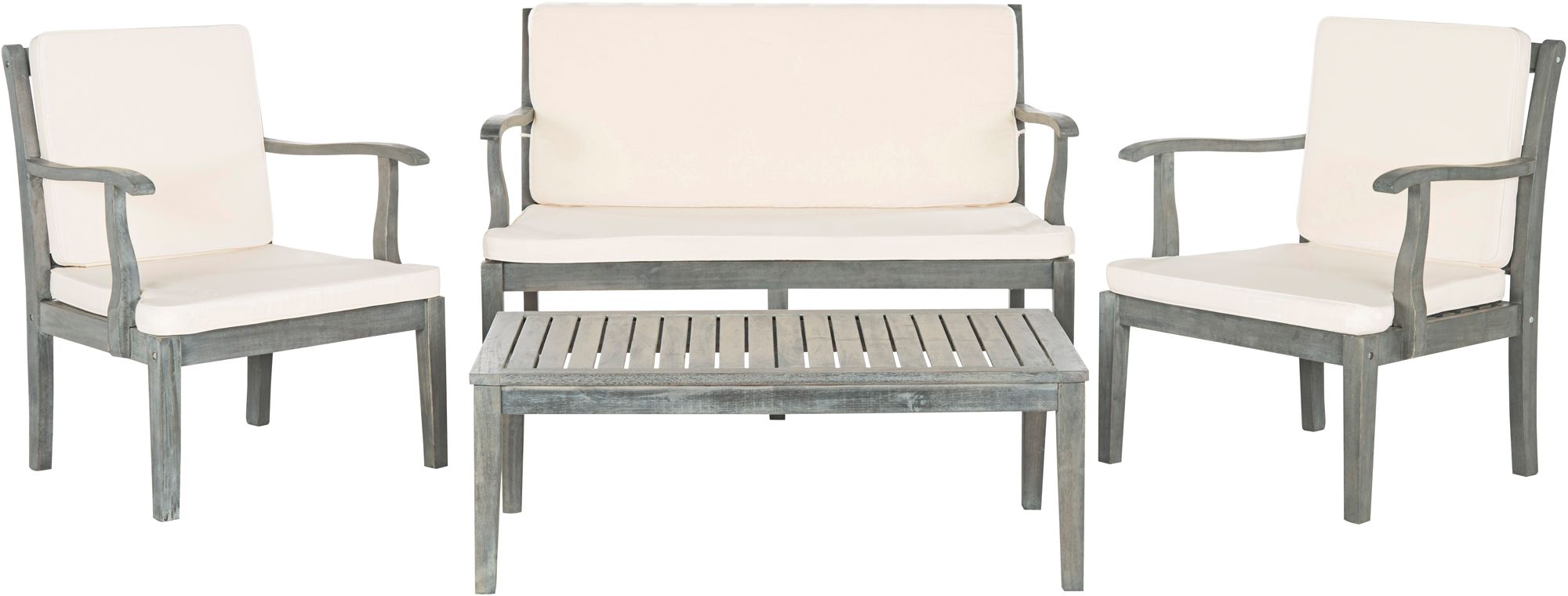 Bradbury Ash Gray Wood 4-Piece Outdoor Conversation Set