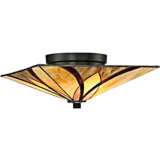 Quoizel Asheville 15&quot; Wide Tiffany-Style Ceiling Light