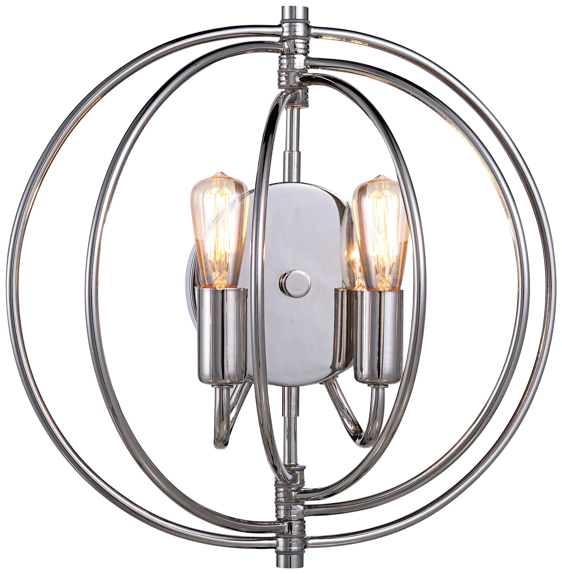 Vienne 13" High Polished Nickel Round 2-Light Wall Sconce