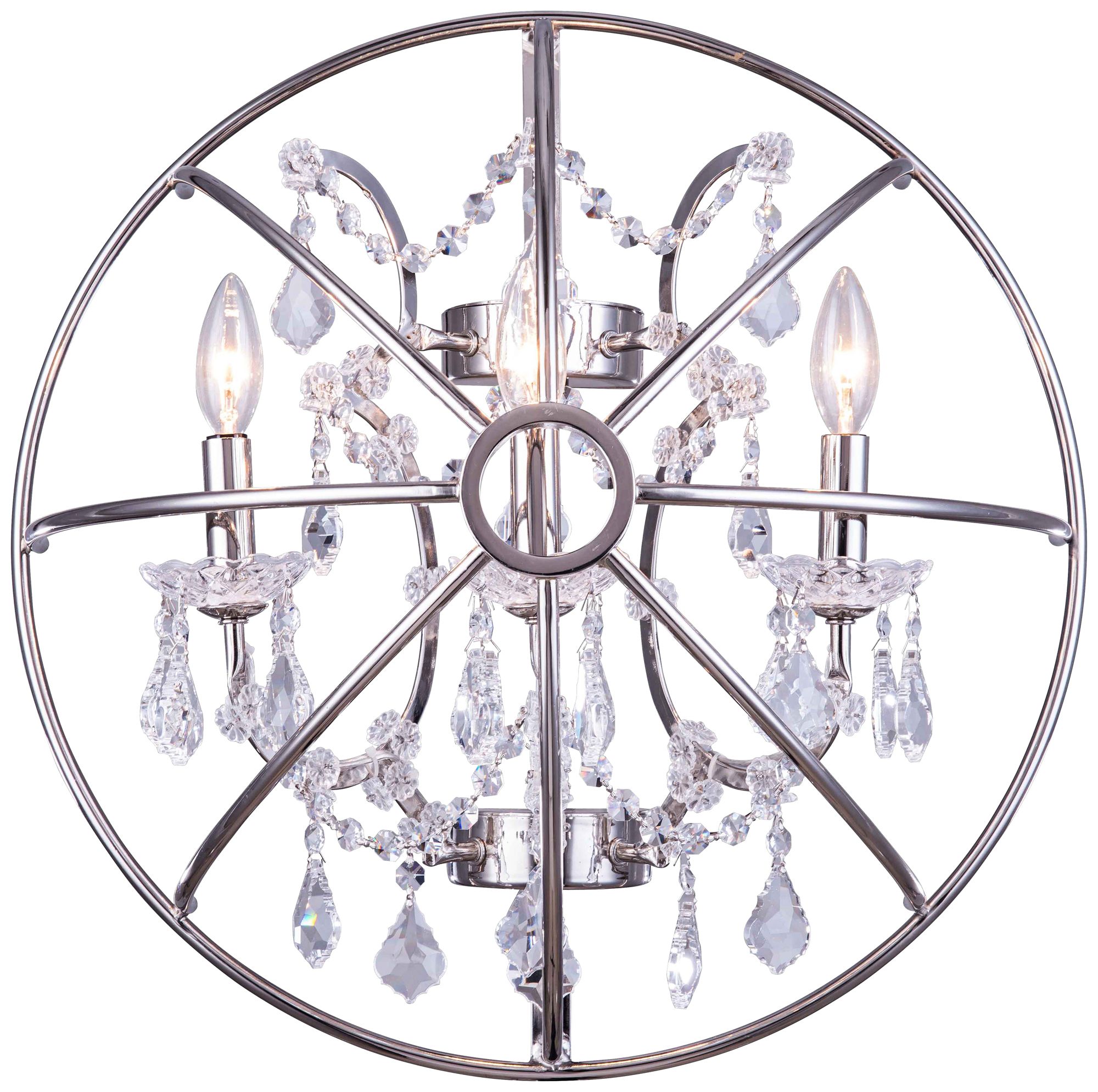 Geneva 21" High Polished Nickel Silver Crystal Wall Sconce