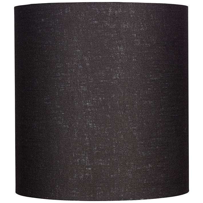 Black Tall Linen Drum Shade 14x14x15, Dark Gray Linen Lamp Shade