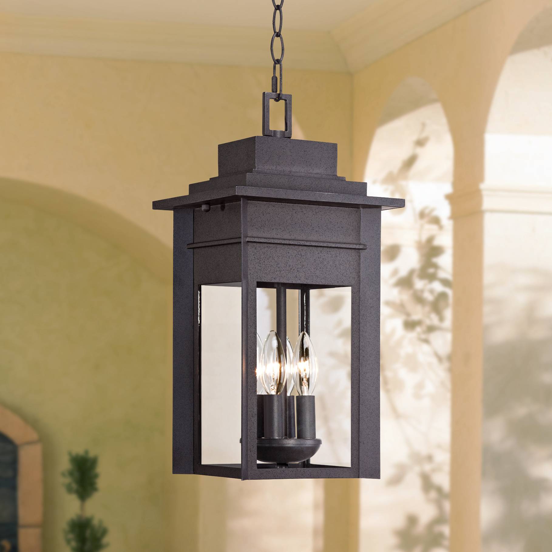 Details About Outdoor Ceiling Light Hanging Black Specked Gray 17 1 2 Exterior Porch Patio