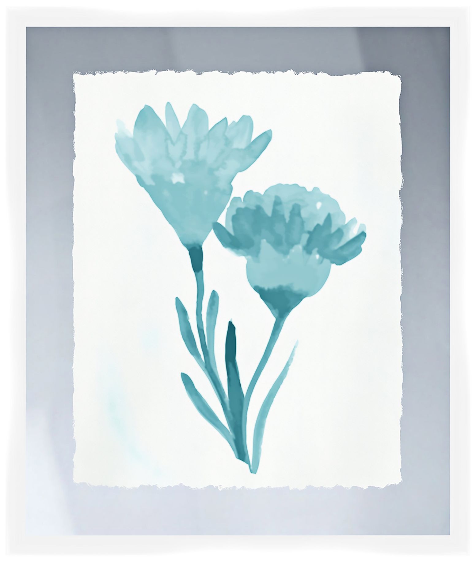 Blue Bouquet II 26" High Framed Wall Art