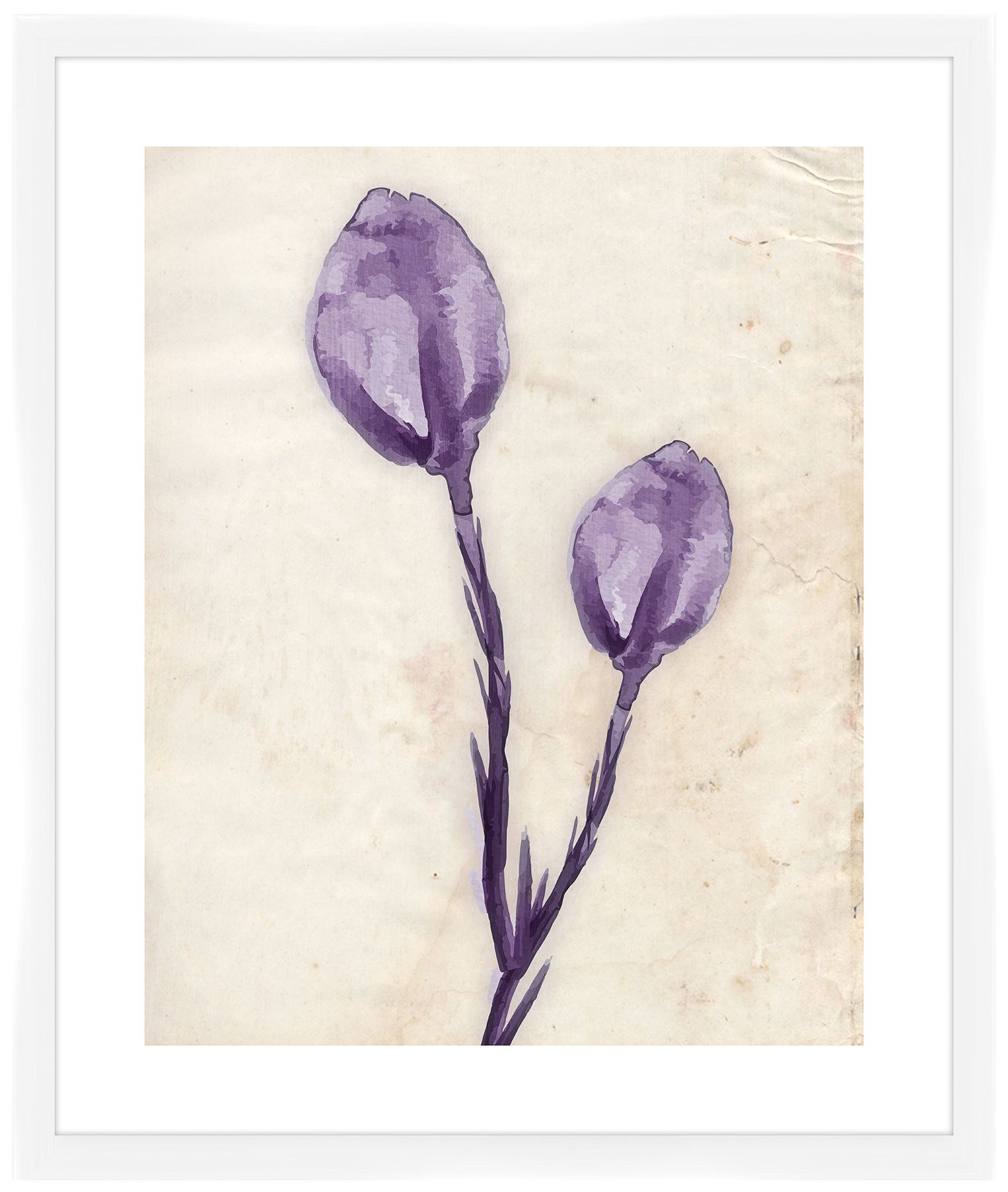Purple Watercolor Flowers I 26 1/2" High Framed Wall Art