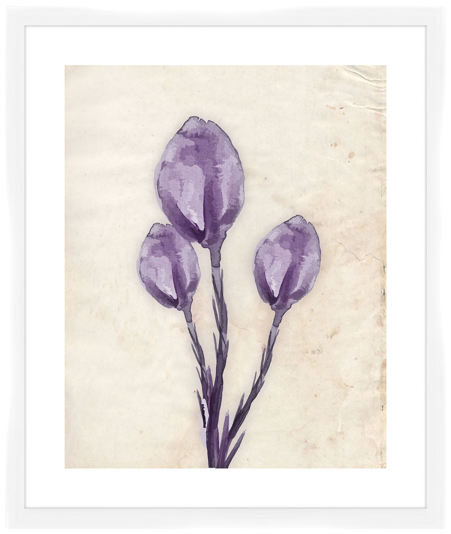 Purple Watercolor Flowers II 26 1/2" High Framed Wall Art