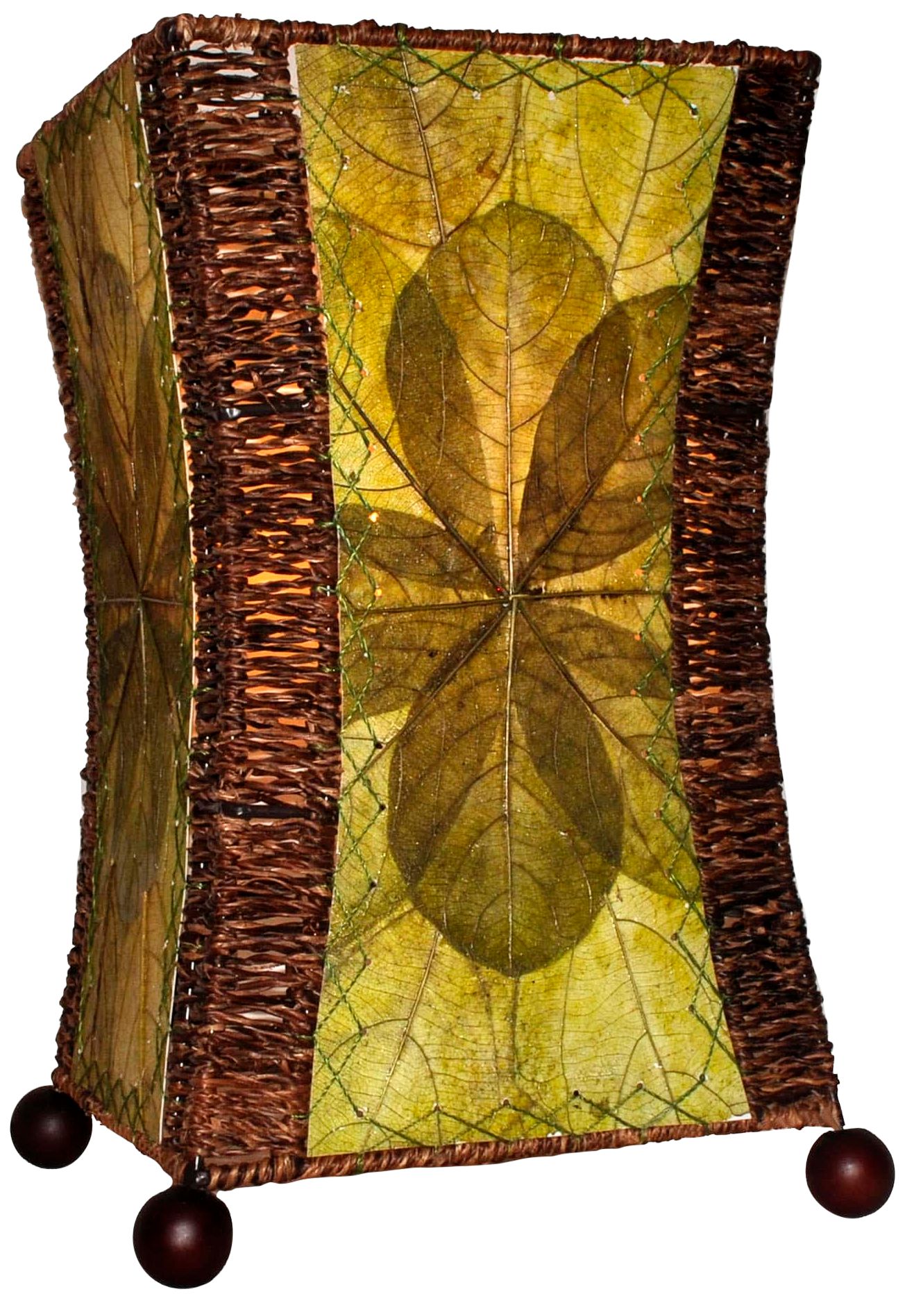 Eangee Hour Glass Green Cocoa Leaves Uplight Table Lamp