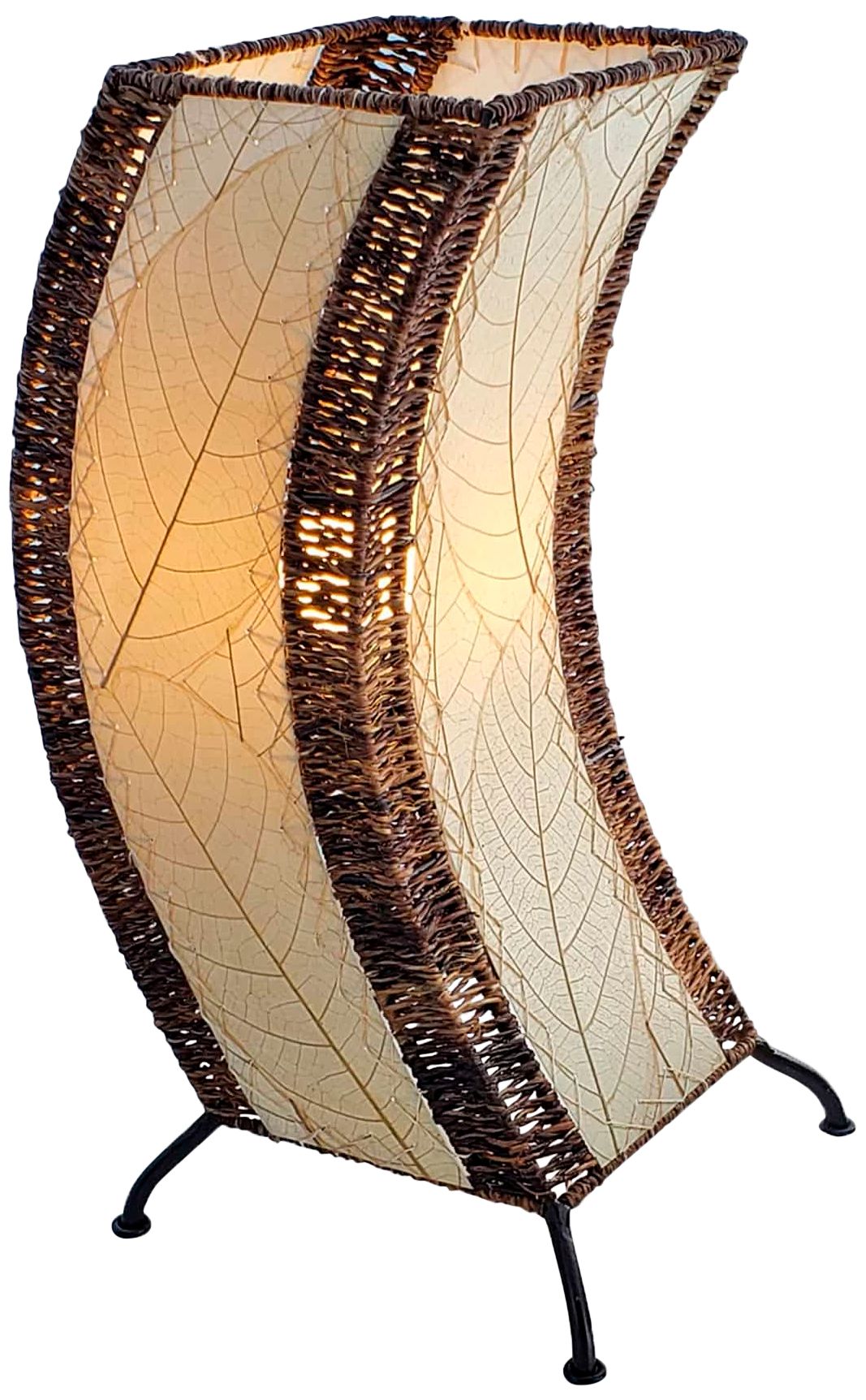 Eangee C-Shape Natural Cocoa Leaves Uplight Table Lamp