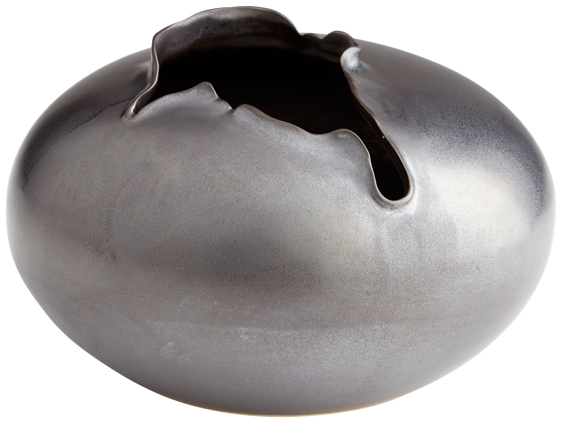 Tambra Medium 10" High Black Metal Ceramic Vase