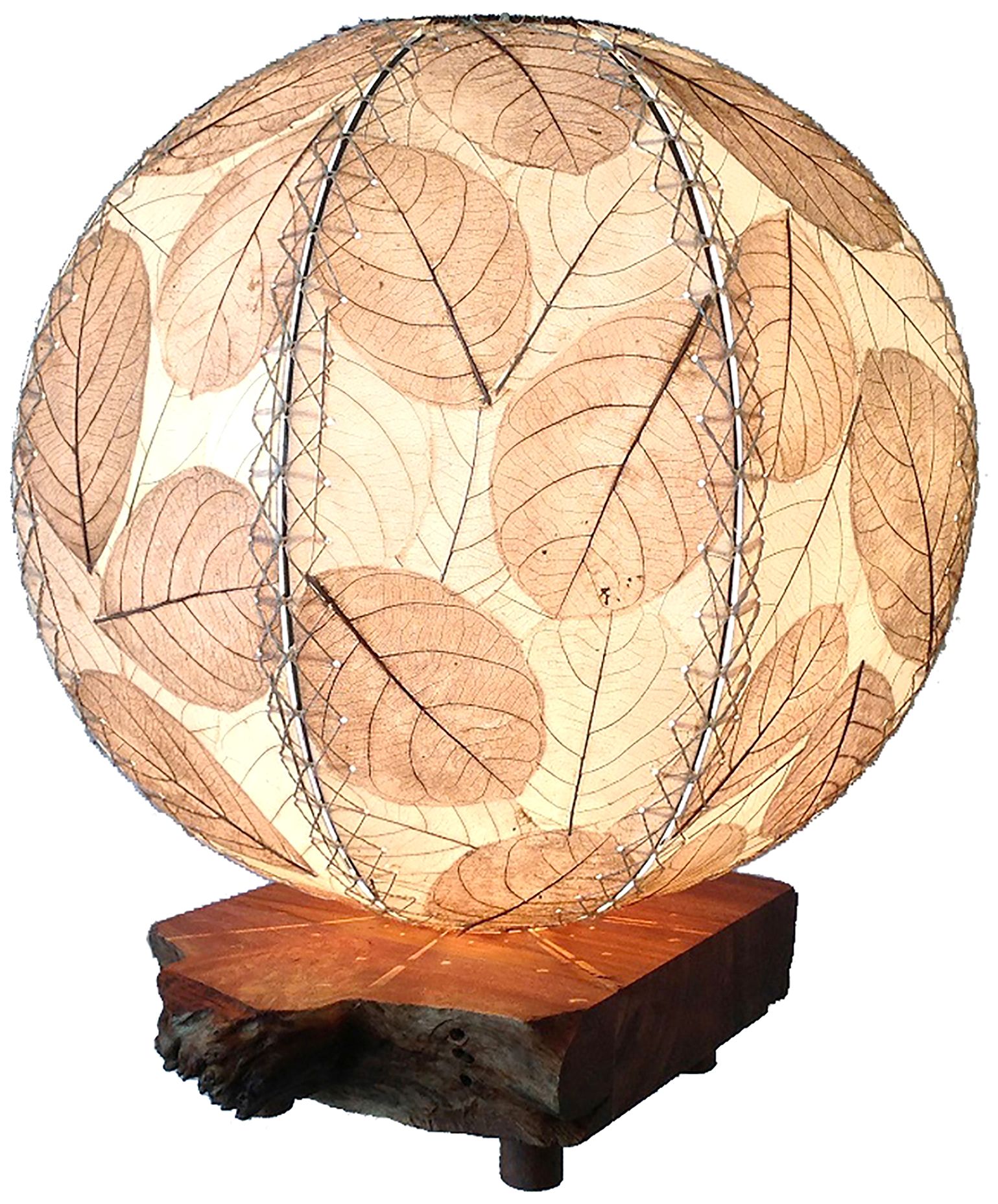 Eangee Driftwood Natural Cocoa Leaves Orb Accent Table Lamp