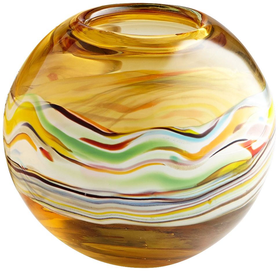 Blanch Small 8" Wide Amber Glass Vase 8P186 Lamps Plus