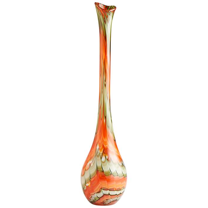 At U Large 32 High Orange Glass Modern Floor Vase