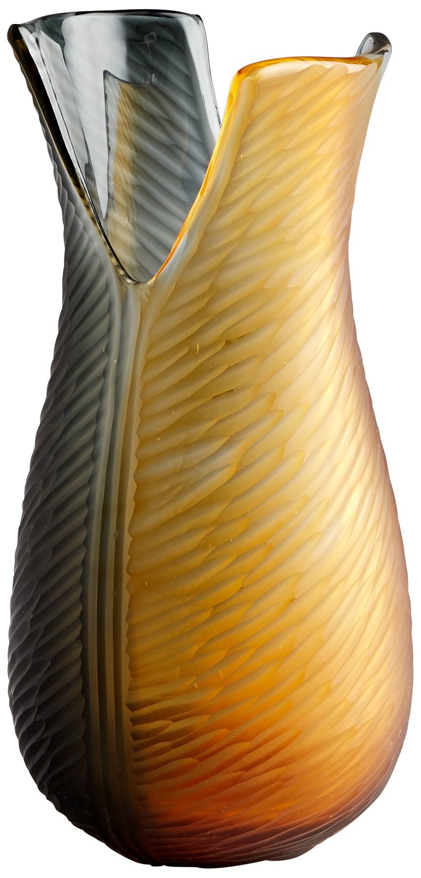 Candice Medium 13" High Amber and Smoke Glass Vase