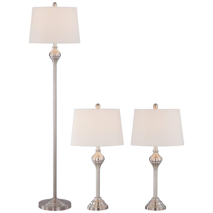 Mason Brushed Nickel 3 Piece Floor And, Gold Floor And Table Lamp Sets
