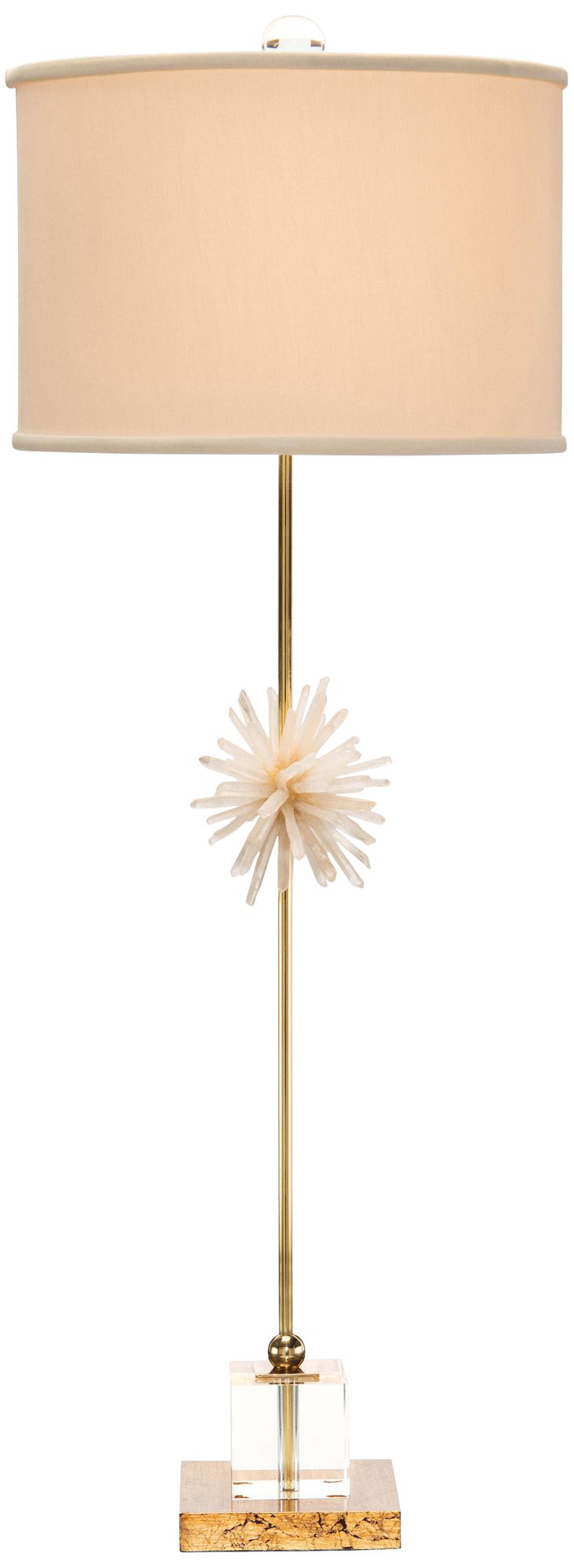 John Richard Crystal and Brass Sunburst Buffet Table Lamp