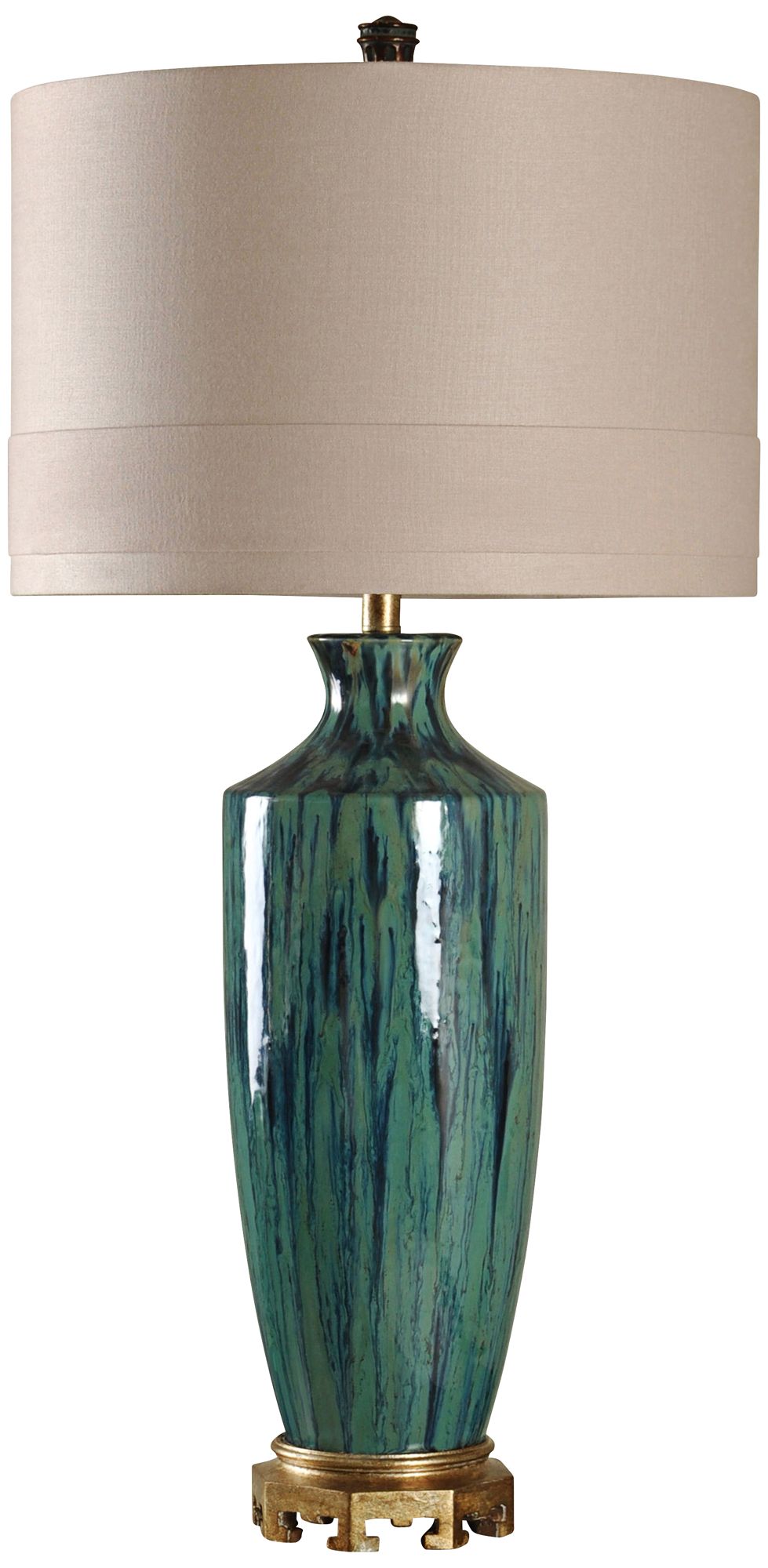 Manoca Reactive Glaze Blue and Green Ceramic Table Lamp