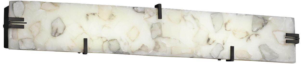 Clips 36" Wide LED Alabaster Rocks Bronze Bath Light
