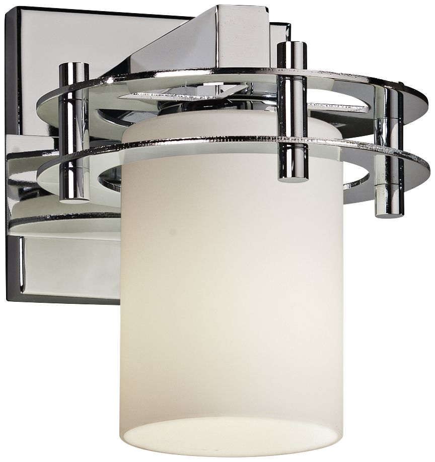 Fusion 8 1/4" High Opal Glass Polished Chrome Wall Sconce