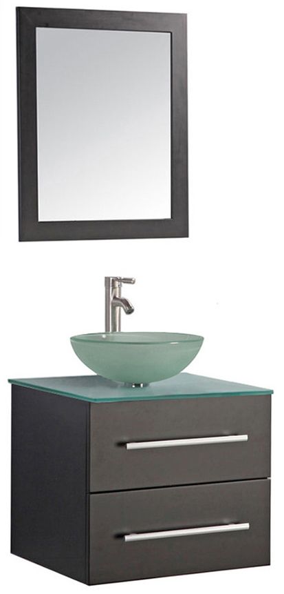 Cuba 24" Espresso Wall-Mount 1-Sink Vanity and Mirror Set
