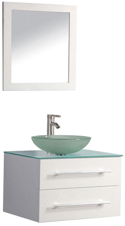 Cuba 36" White Wall-Mount 1-Sink Vanity and Mirror Set