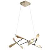 Hubbardton Forge Quill 34&quot;W Soft Gold Square LED Pendant