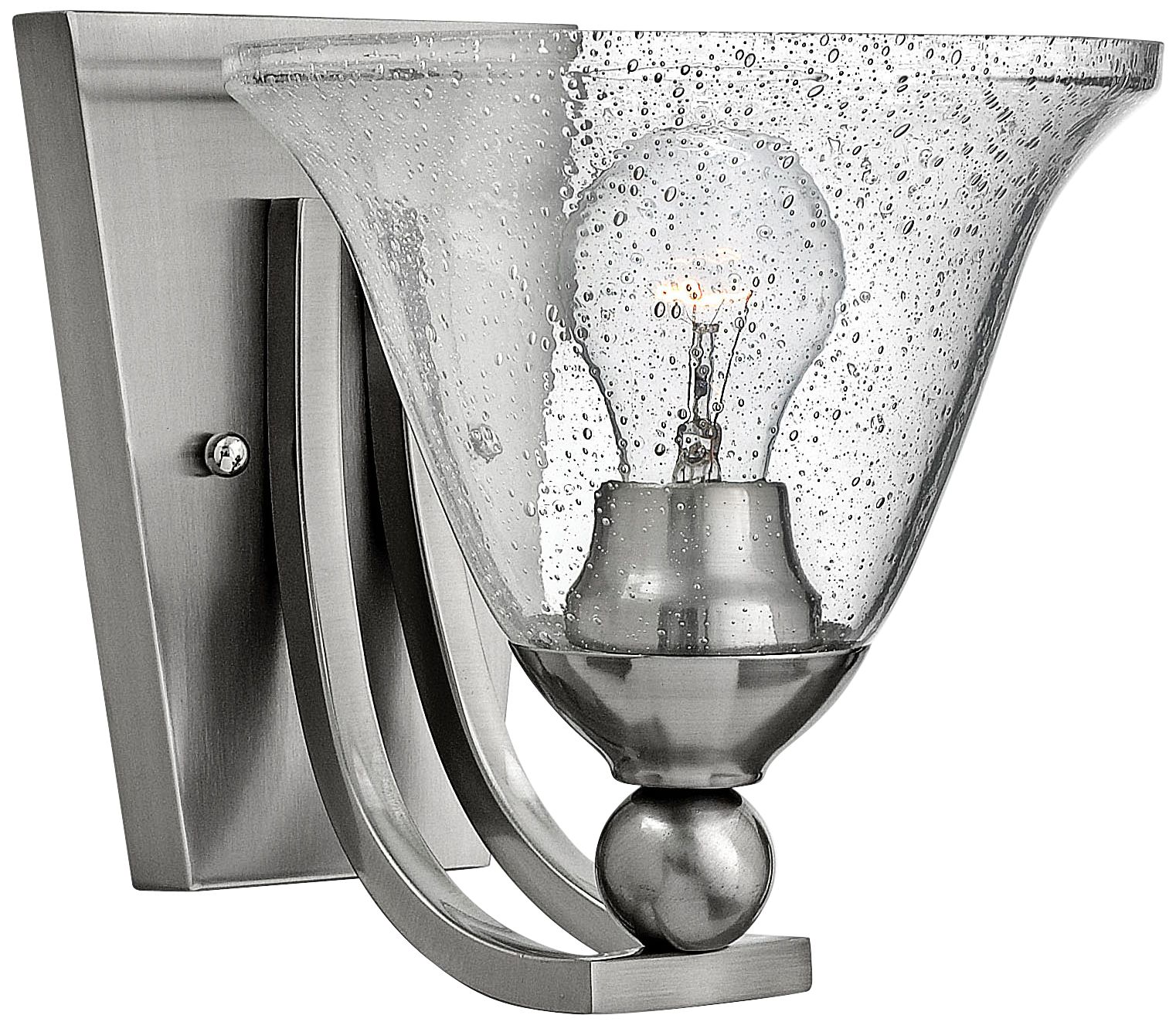 Bolla 8 1/2" High Nickel Wall Sconce w/ Clear Seedy Glass