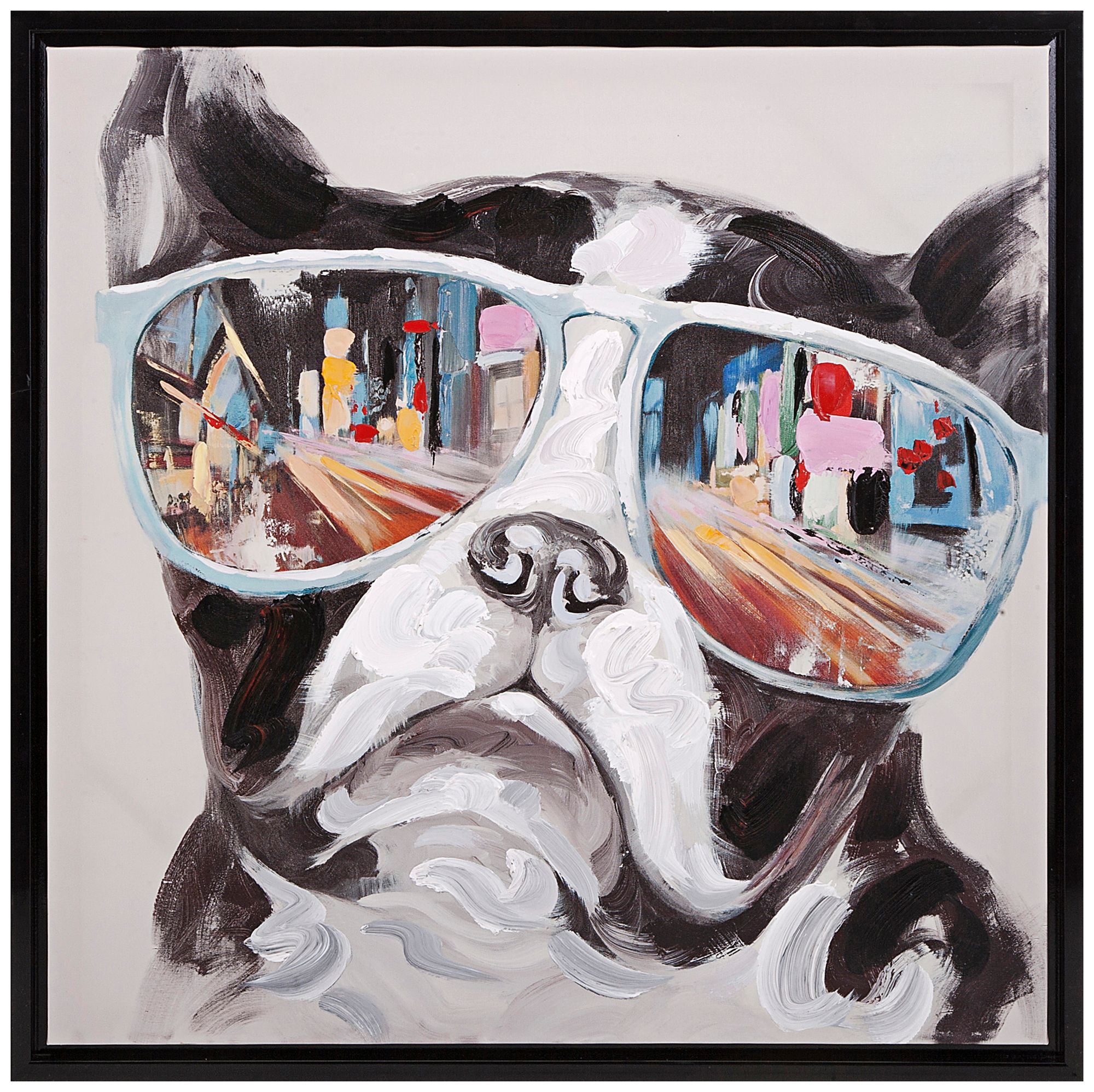City Shades 34" High Dog Framed Canvas Wall Art