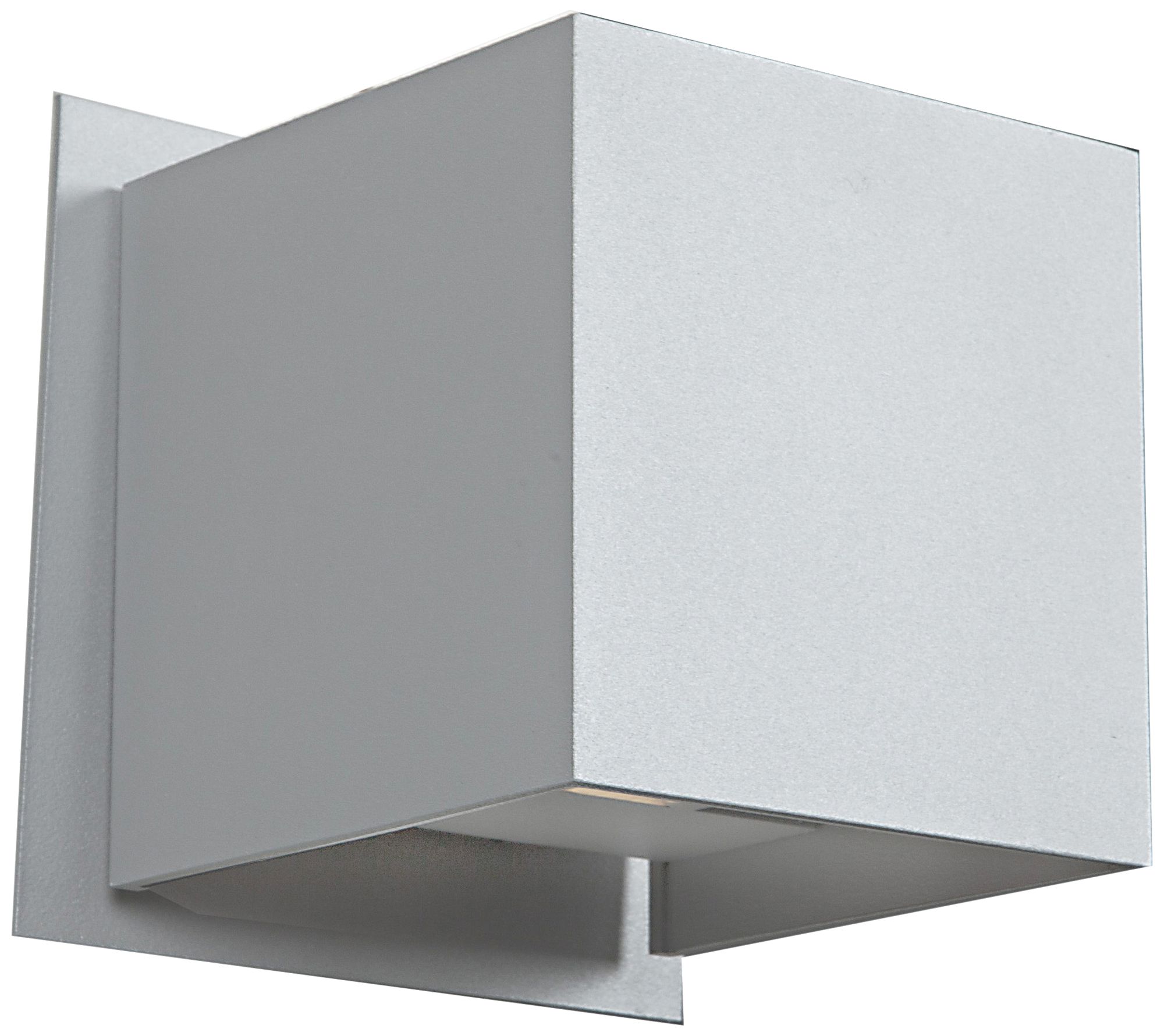 Square 4 1/4"H LED Satin Nickel Medium Outdoor Wall Light