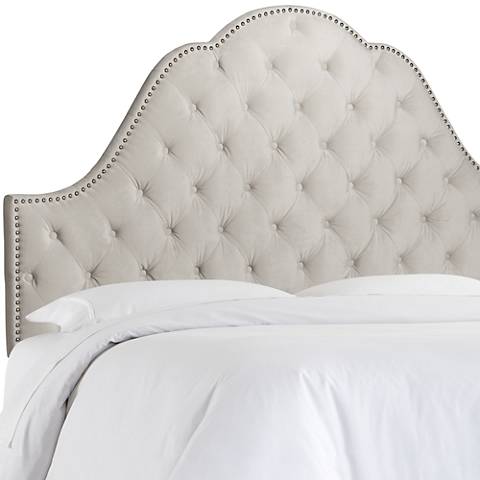 Elena Cosmo Stone Upholstered Arched Queen Headboard - #8V222 | Lamps Plus