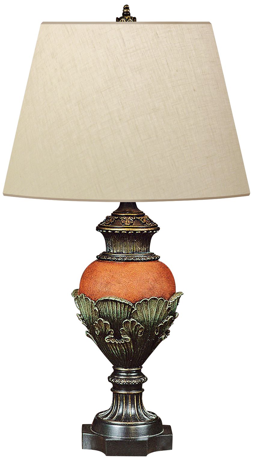 Lily Pad Hand-Painted Brush and Rust Red Table Lamp