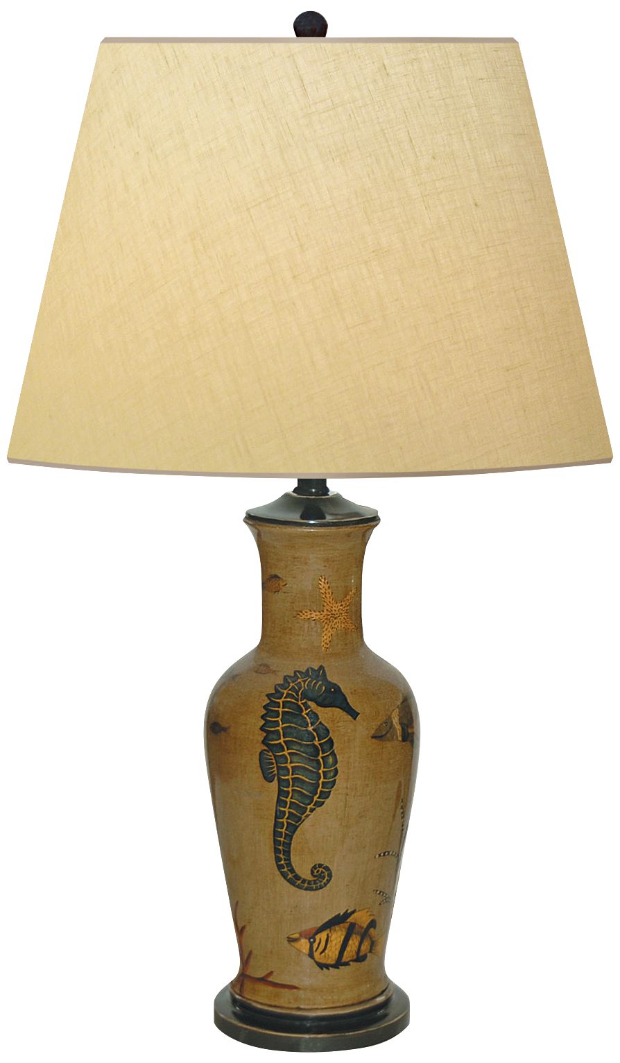 Seahorse Garden Hand-Painted Mustard Porcelain Table Lamp